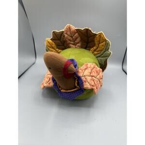 Thanksgiving Turkey Plush Decor Round Stuffed Fall Harvest Quilted Leaf Tail